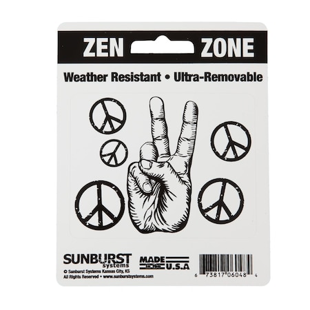 Sunburst Systems Decal Zen Zone Peace Hand 4 in x 5 in 6048